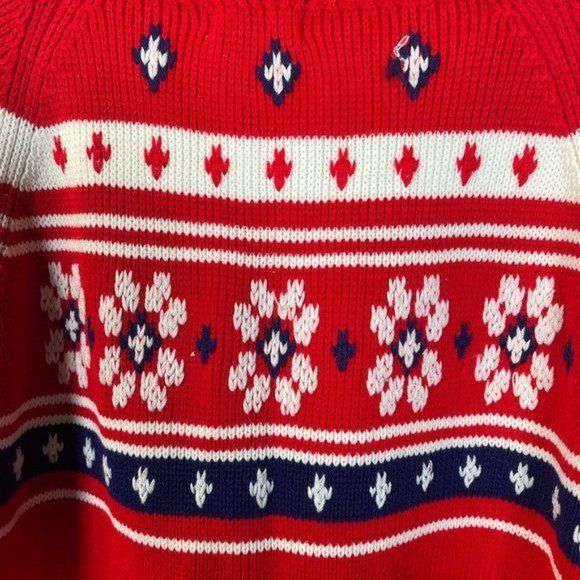 Vintage JC Penney Red Winter Sweater Mock Neck Size Med - Picture 3 of 5